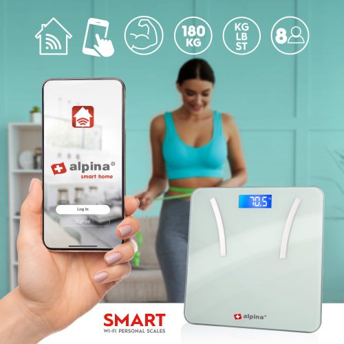  Alpina smart home okos személy mérleg - teljes test elemzéssel, Wifi kapcsolattal