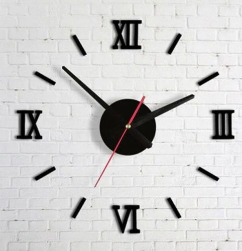 DIY Ragasztható dizájn fali óra - Fekete Római számokkal