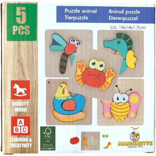 Marionette Wooden Toys - Állatos fa puzzle szett
