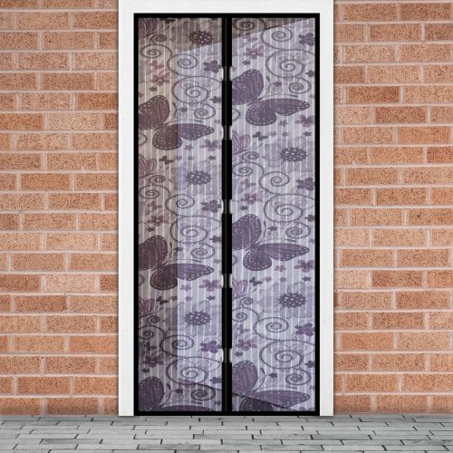 Szúnyogháló függöny ajtóra mágneses 100x210 cm - Lila pillangós