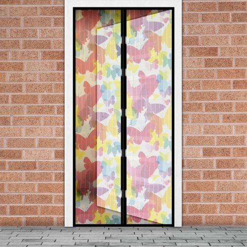 Szúnyogháló függöny ajtóra mágneses 100x210 cm - Színes pillangó mintás