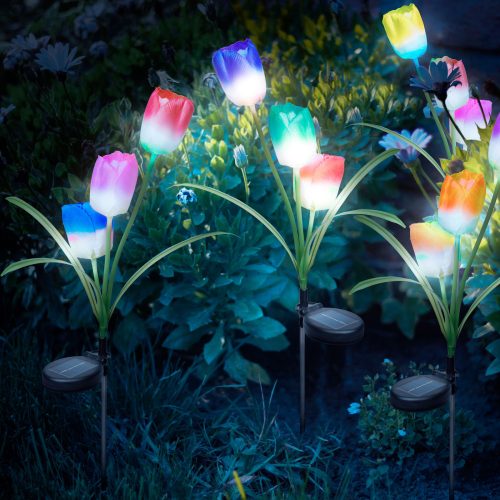 Leszúrható szolár virág - RGB LED - 70 cm - 2 db
